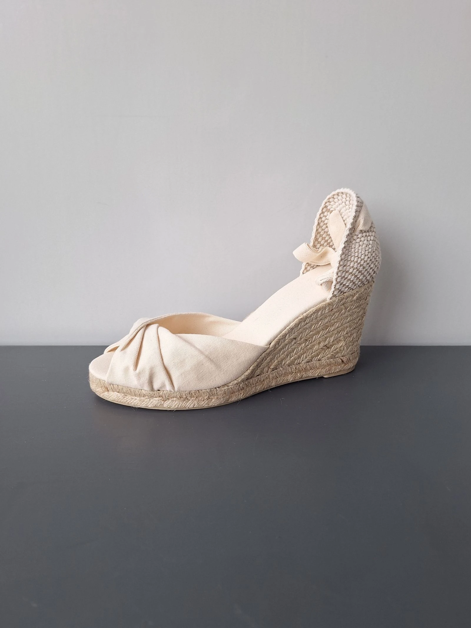 Castañer espadrilles crema con tacón de cuña y cordón 41 – photo 4